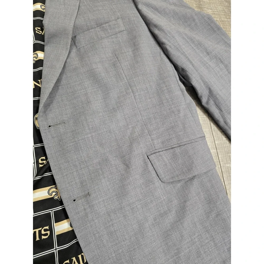 New Orleans Saints Blazer Mens Gray NFL Football Logo Lining‎ Two Button Vented